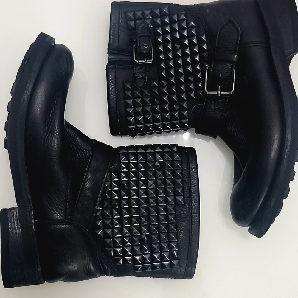 Ash Studded Black Ankle Boots - Picture 4 of 15